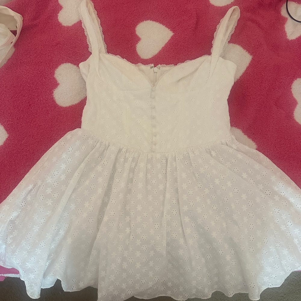 House of Cb Brigitte Embroidered Lace fit and flare dress in white (L+)